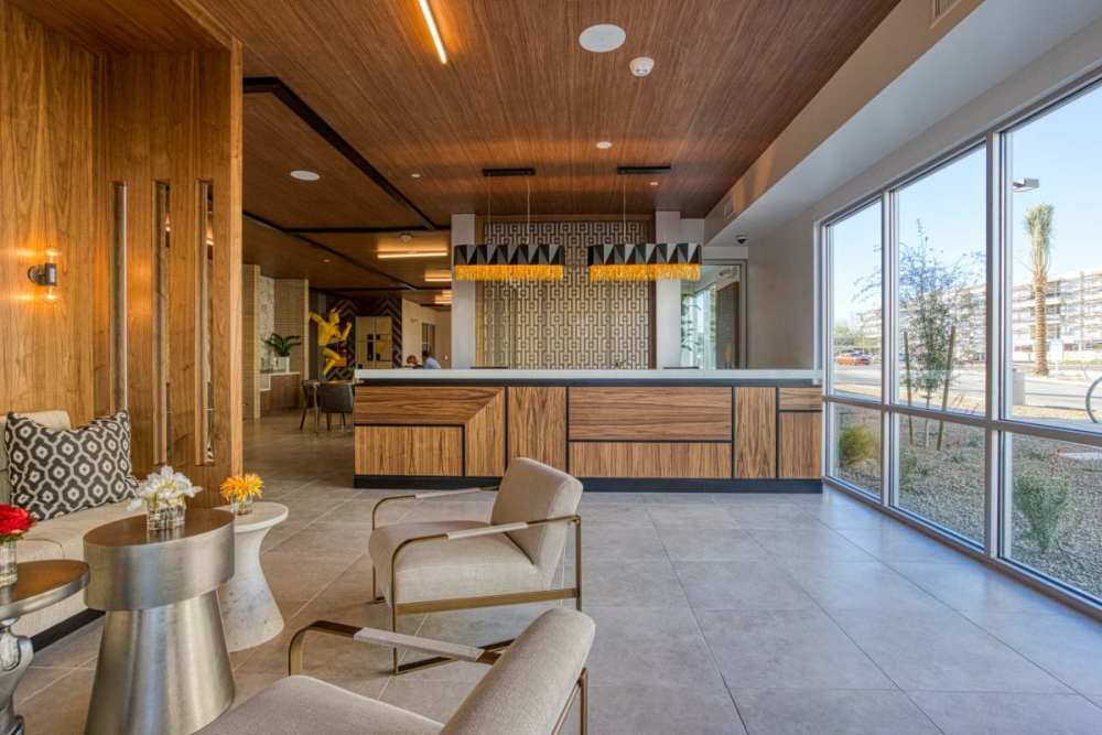 Modern clubhouse at Lucent Scottsdale in Scottsdale, Arizona