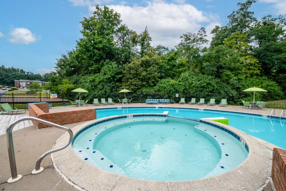 Sparkling pool at Cobblestone Grove Apartment Homes in Fairfield, Ohio