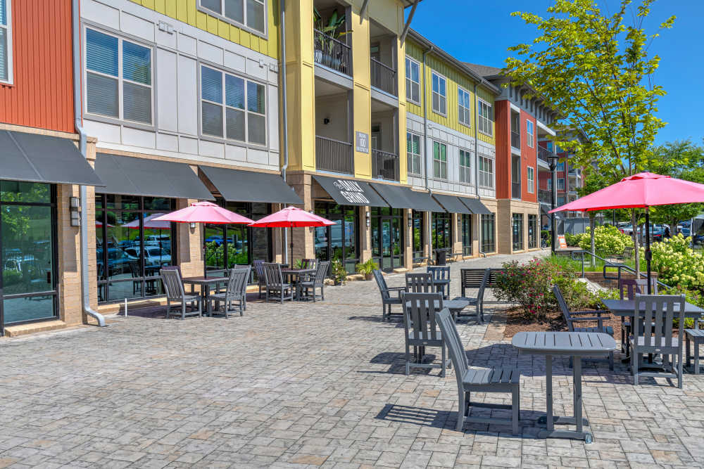 outdoor cafe seating near The District in Asheville, North Carolina