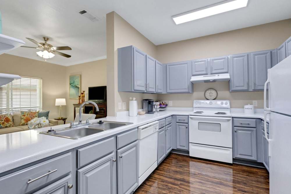organized kitchen area to Carriage Inn Katy in Katy, Texas