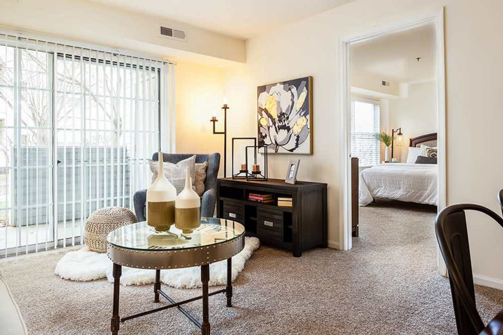 Livingroom with a slide door at Cannon Mills & Westover in Dover, Delaware