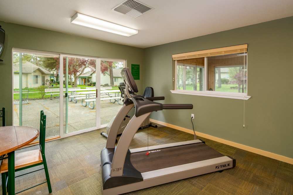 Fitness studio with treadmills at Lake Wood Ranch in Coeur d'Alene, Idaho