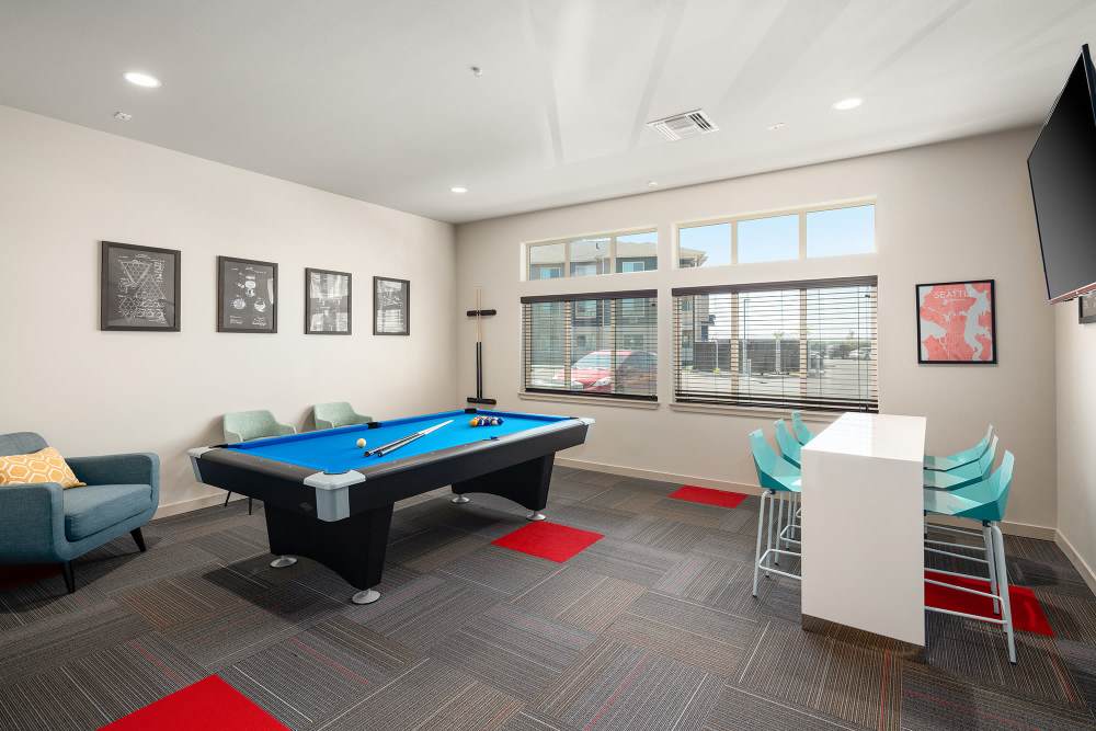 Pool table in the resident clubhouse at Copper Mountain in Richland, Washington