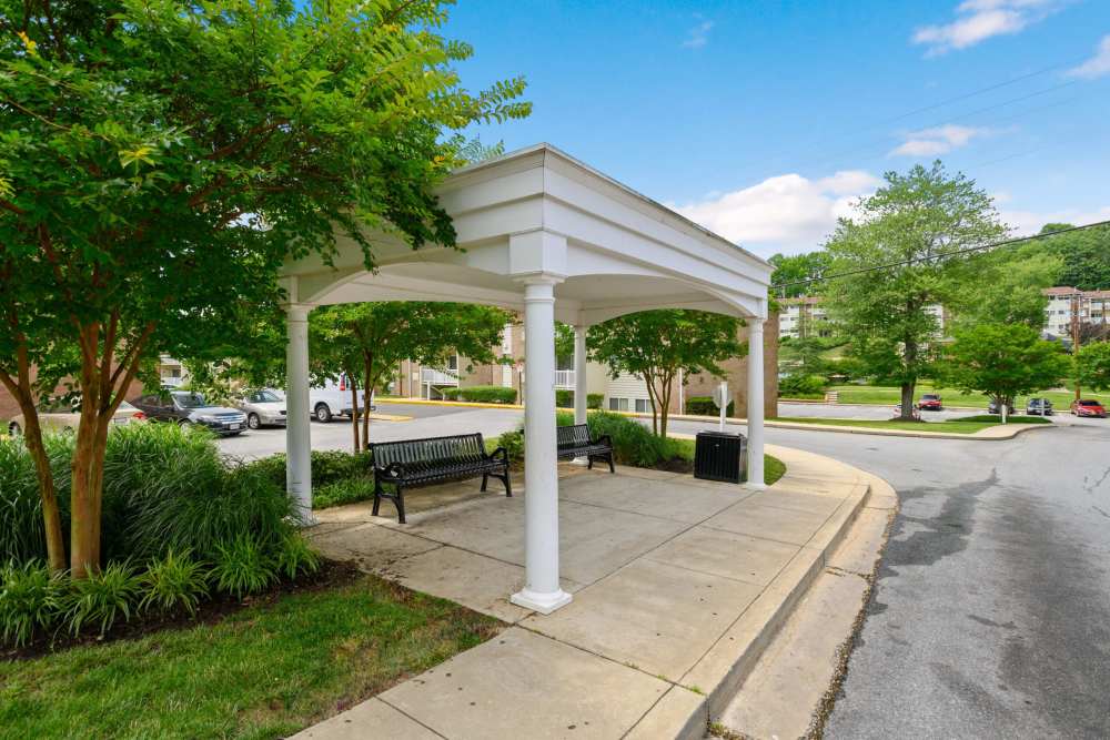 Bus stop at Heather Hill Apartments in Temple Hills, Maryland