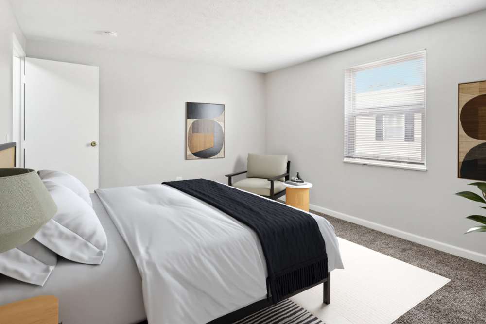 Spacious bedroom at North Eden Townhomes in Columbus, Ohio