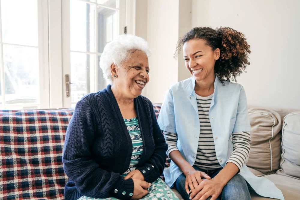 Employee talking to a Resident at The Barclay in Charlottesville, Virginia