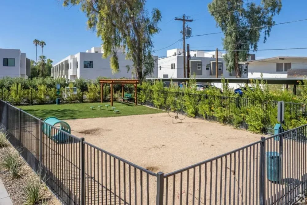 Dog park area at Collins Off Colter in Phoenix, Arizona