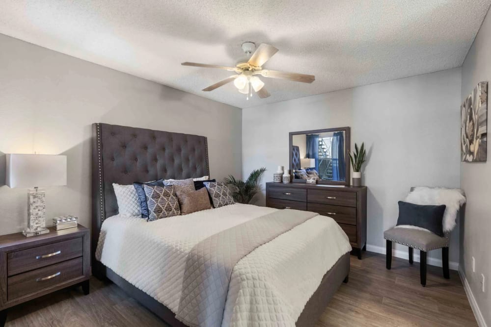 Apartment bedroom at Renaissance Villas in Las Vegas, Nevada