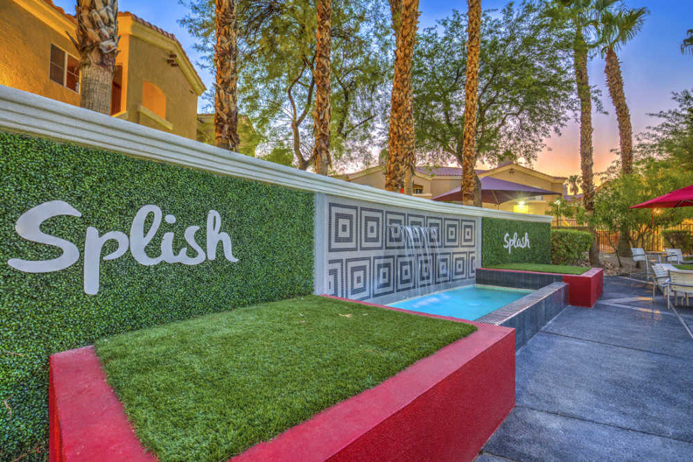 Water works and features at Calypso Apartments in Las Vegas, Nevada