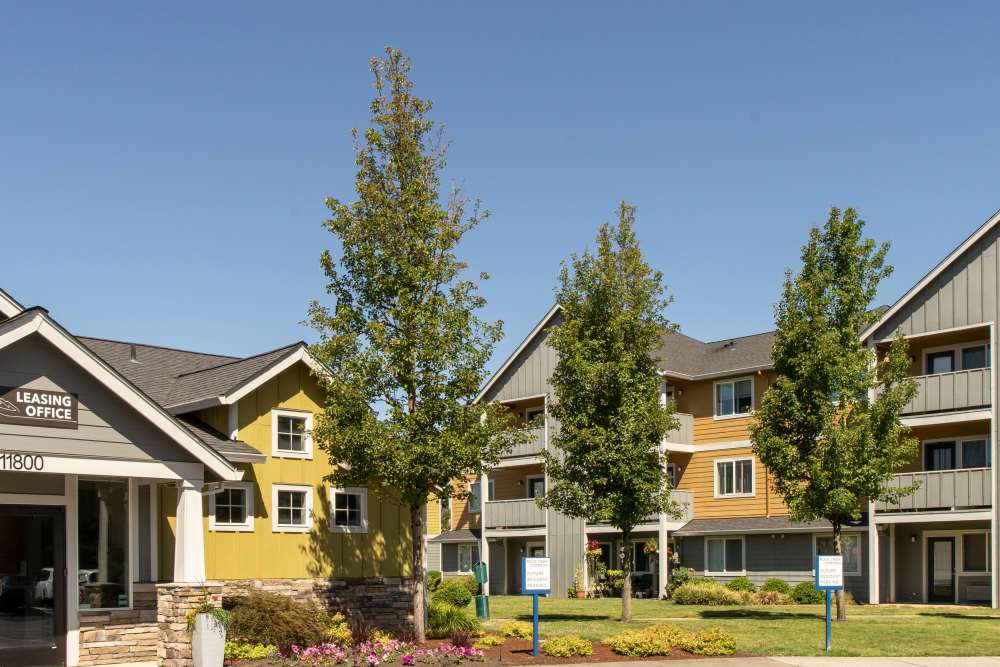 Exterior of leasing office and clubhouse at Rock Creek Commons in Vancouver, Washington