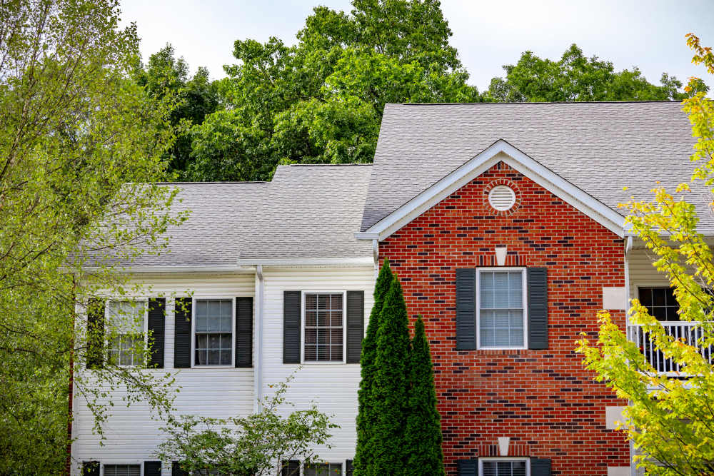 Beautful view of the community surrounded by the trees at Forest Ridge in Bloomington, Indiana, 