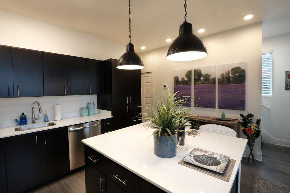 Kitchen island in a spacious kitchen at 27 Elm in Redmond, Oregon