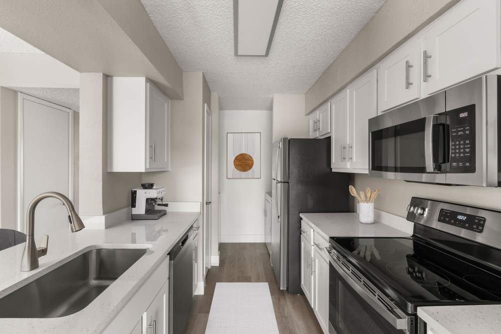 Kitchen with complete appliances at Cielo on Gilbert in Mesa, Arizona