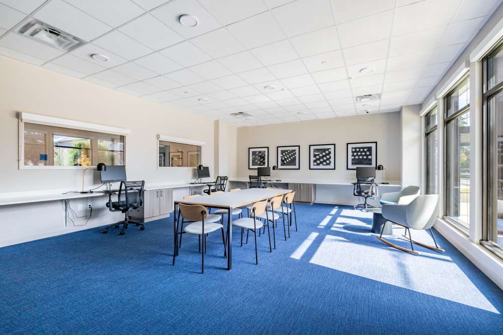 Internet Cafe with workstations, wifi, printer, and computer set-up at Traditions at Hazelwood in Portland, Oregon