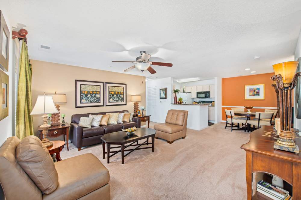 Apartment living room angle 3 at Hollis 7601 in Charlotte, North Carolina