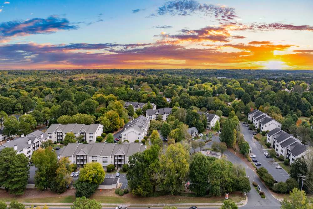 Aerial view of Hollis 7601 wide shot in Charlotte, North Carolina 