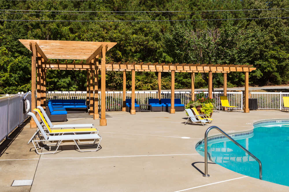 Poolside seating at Southwinds Point in Stockbridge, Georgia