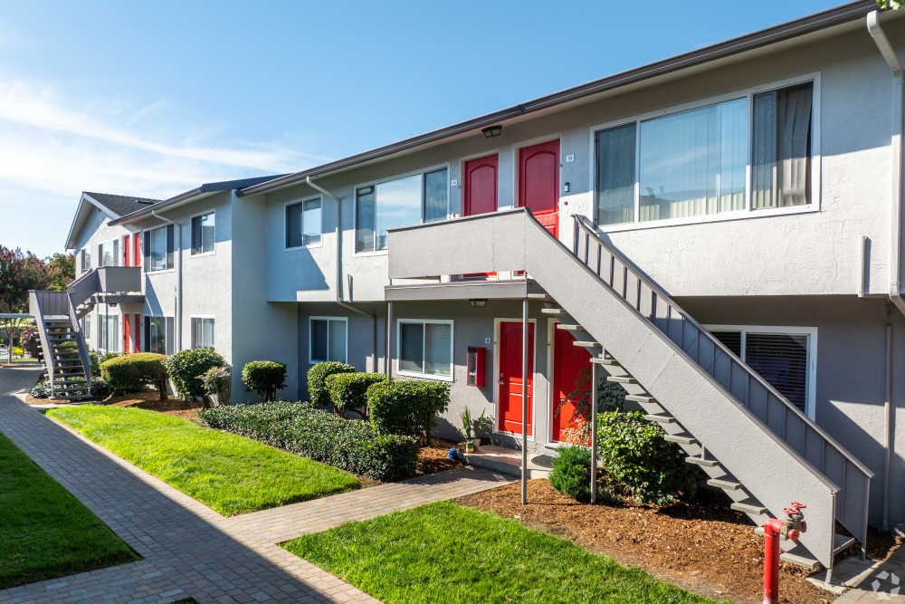 Two-Bedroom Apartments in San Leandro, CA - Marina Plaza Apartments -  Apartment Complex View, and Sidewalk Access