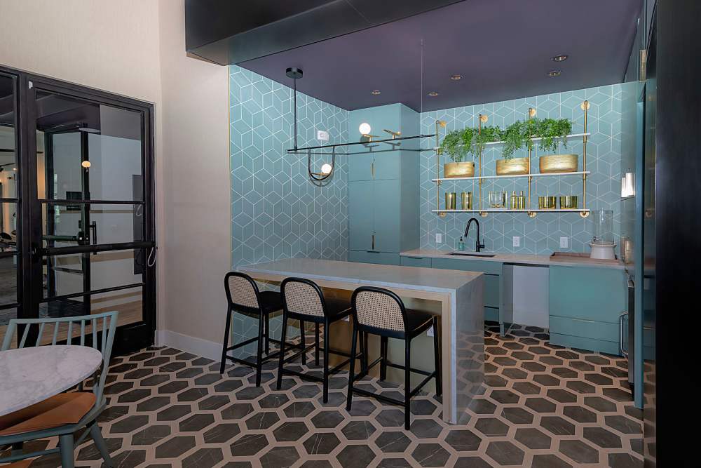 Modern clubhouse area at Auro Crossing in Austin, Texas