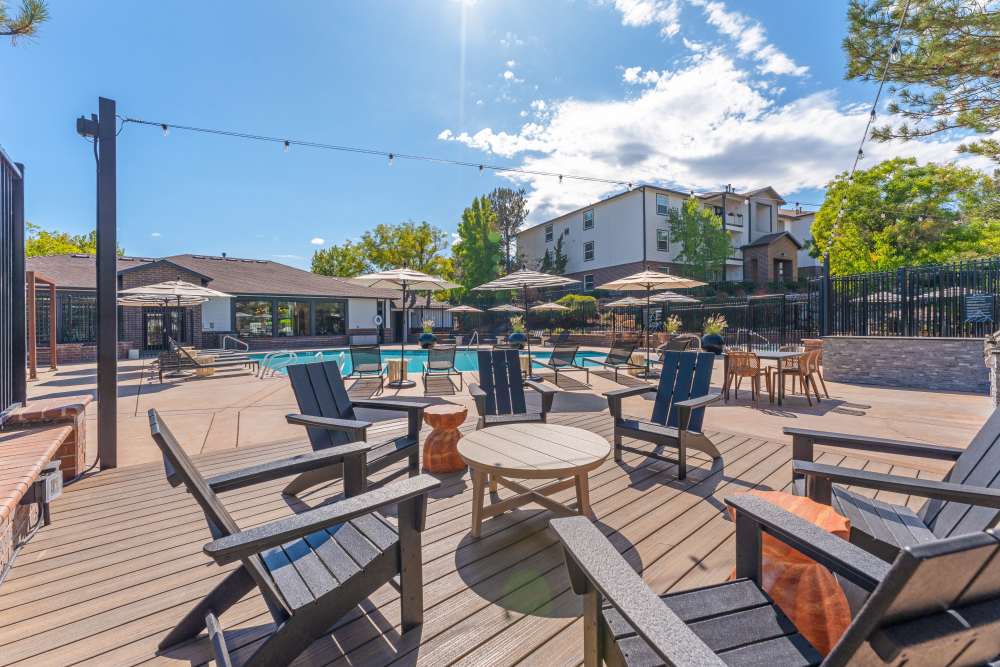 Outdoor amenity space near the pool at The Peak at Sky Mountain in Reno, Nevada