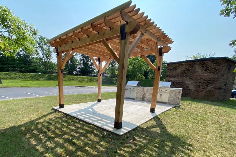 Grilling Space with Shade Pergola at Eagle Lake Landing in Indianapolis, Indiana
