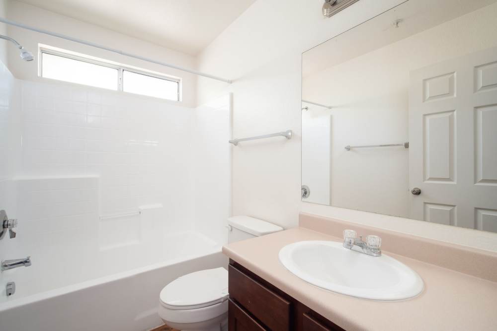 Apartment bathroom at Steeple Chase Apartments in Peoria, Arizona