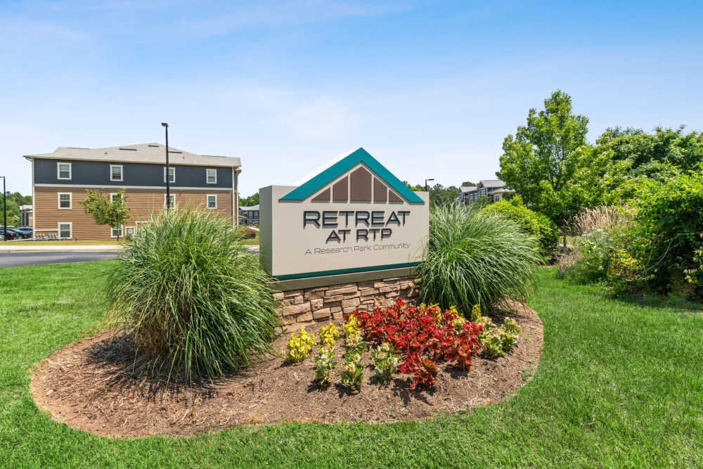 Exterior sign at Retreat at RTP in Durham, North Carolina