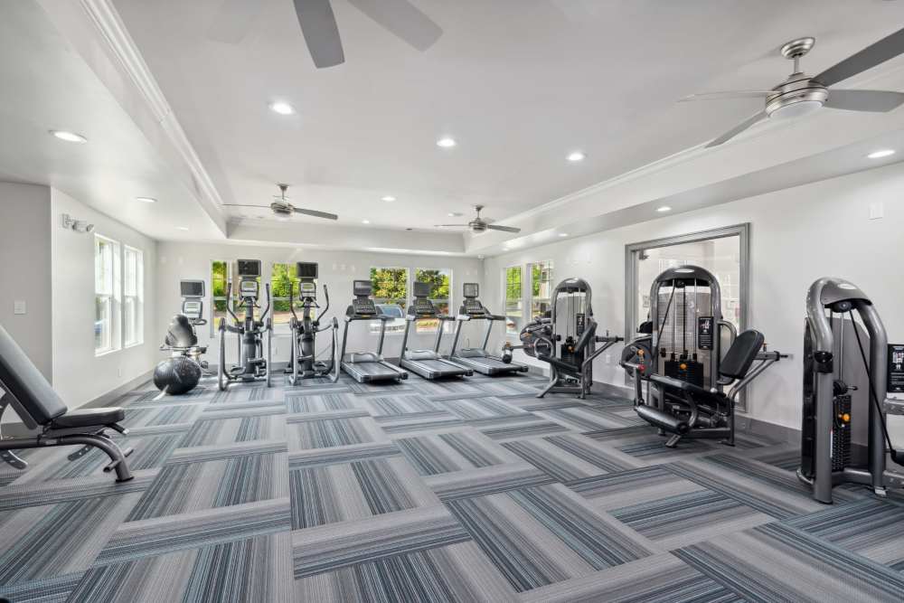 Resident fitness center with cardio machines at Retreat at RTP in Durham, North Carolina