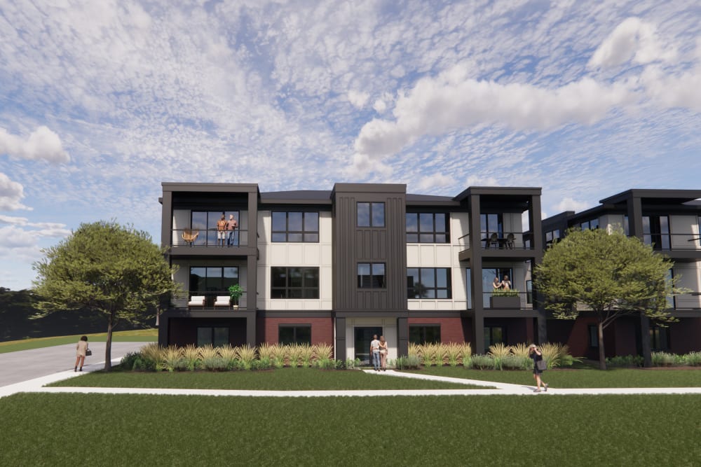 Modern Apartment Building With Balconies at Amira Minnetonka in Minnetonka, Minnesota
