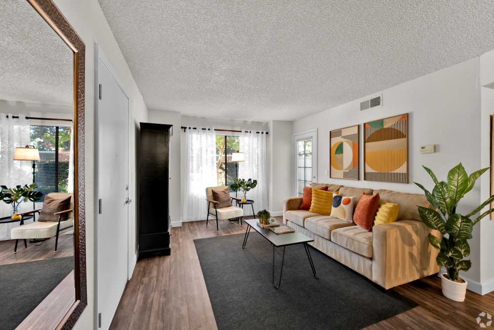 Spacious living room at Ashford Park in Sacramento, California