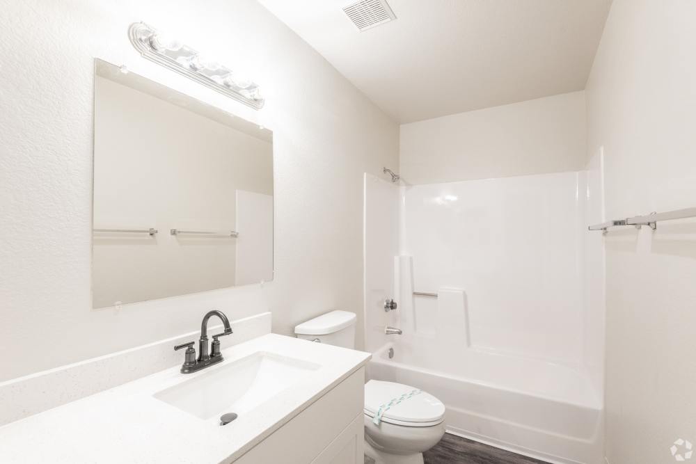 All white bathroom at Ashford Park in Sacramento, California