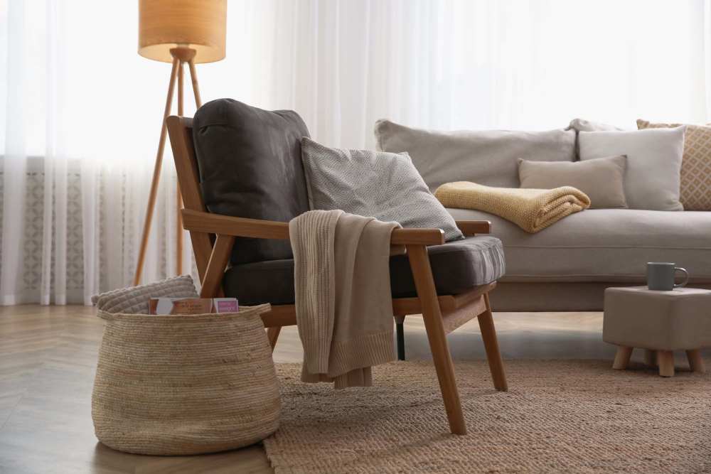Modern furnishings in a cozy living room at Amarillo Gardens in Amarillo, Texas