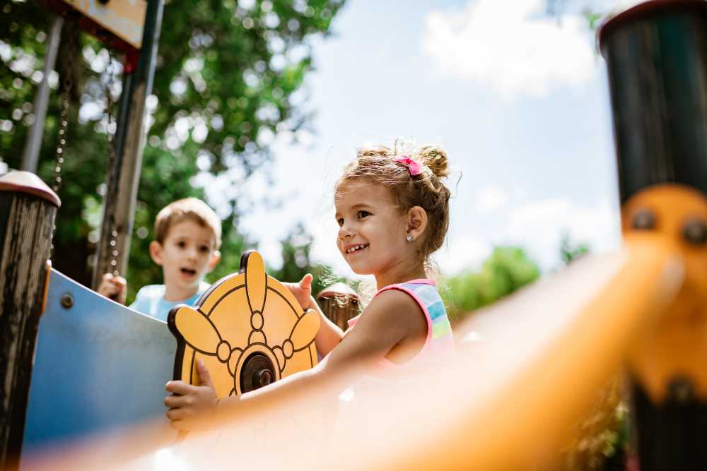 Kids on a playground at Amarillo Gardens in Amarillo, Texas