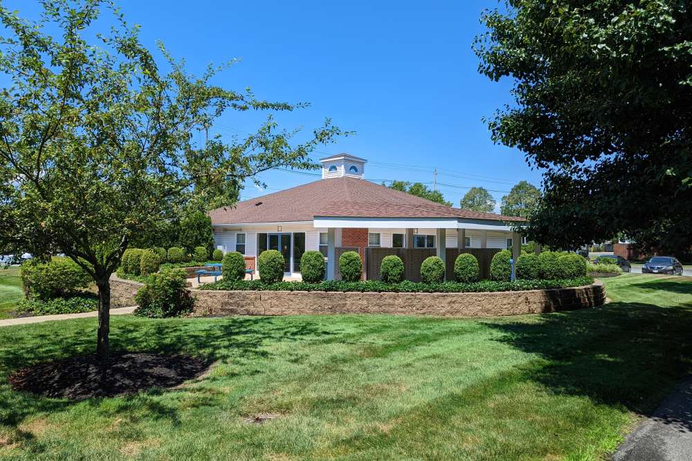 Well manicured grounds at Bay Village in Fall River, Massachusetts