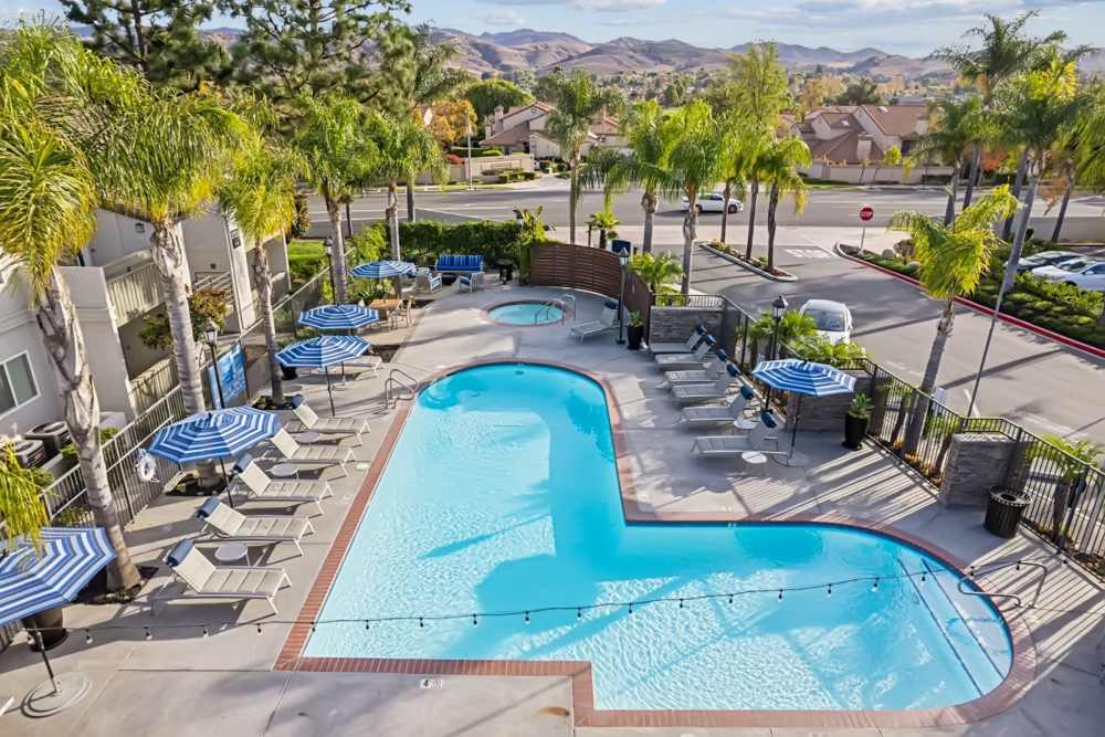 Top View of Swimming Pool at Sofi at Wood Ranch in Simi Valley, California