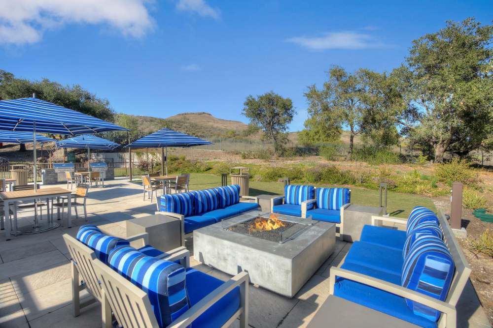 Outdoor Lounge With Firepit at Sofi at Wood Ranch in Simi Valley, California