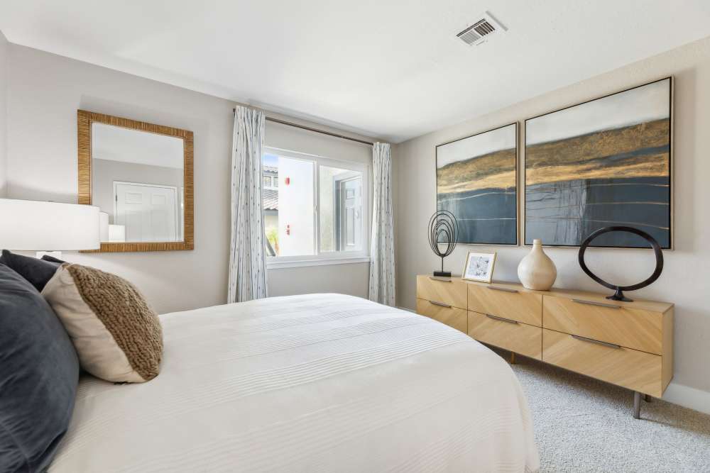 Bedroom With Artwork at Sofi at Wood Ranch in Simi Valley, California