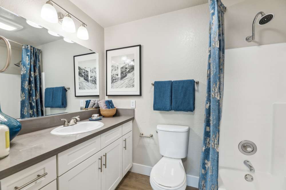 Bright Bathroom Vanity at Sofi at Wood Ranch in Simi Valley, California