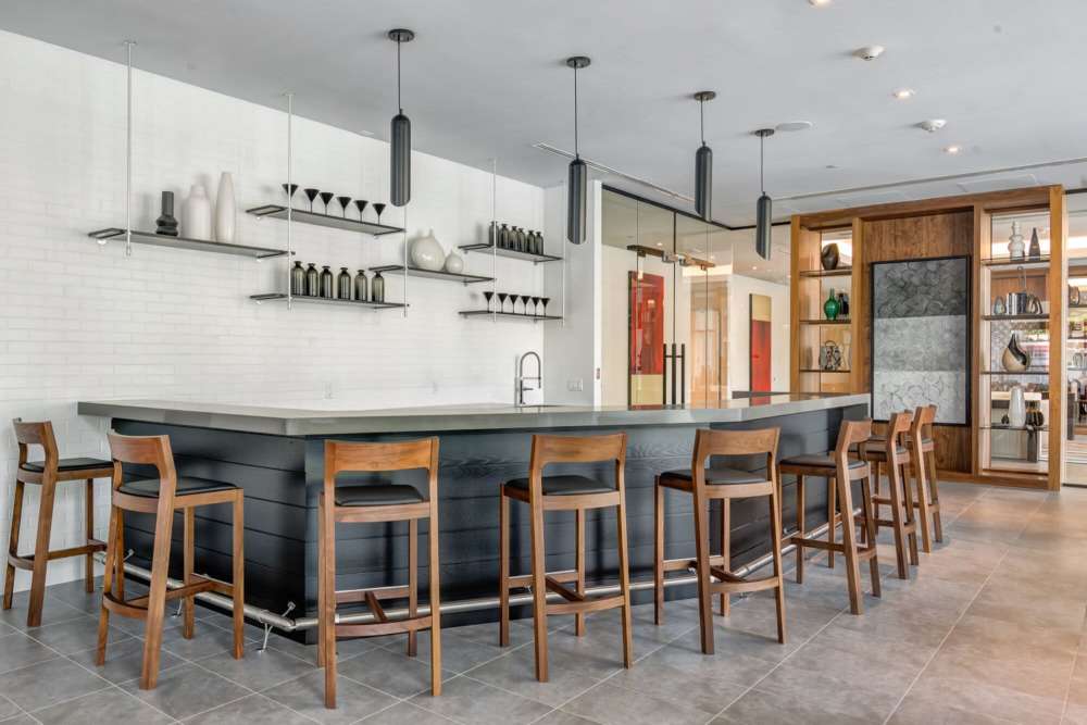 Large dining area for the community at Solitair Brickell Apartments in Miami, Florida