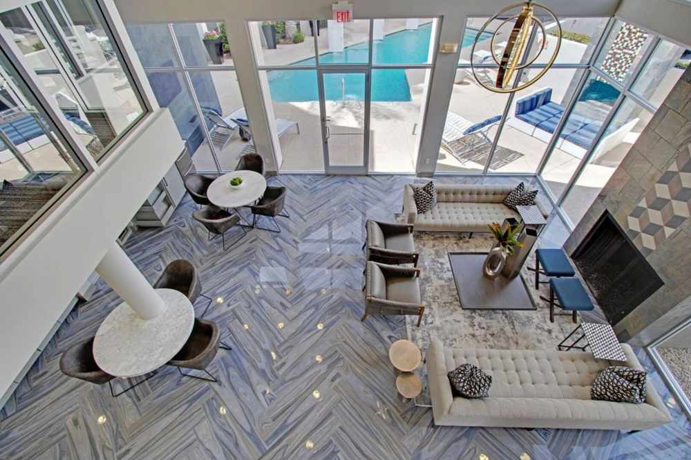 Clubhouse with fireplace at Ninety Degrees in Phoenix, Arizona