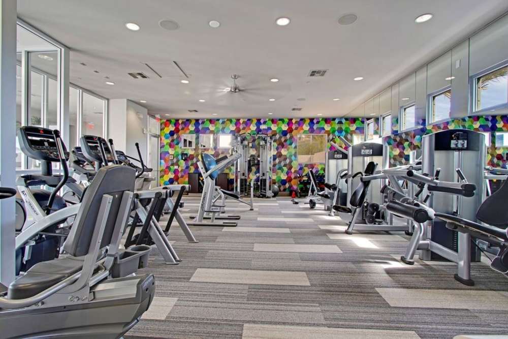 Fitness center with latest gym equipment at Ninety Degrees in Phoenix, Arizona