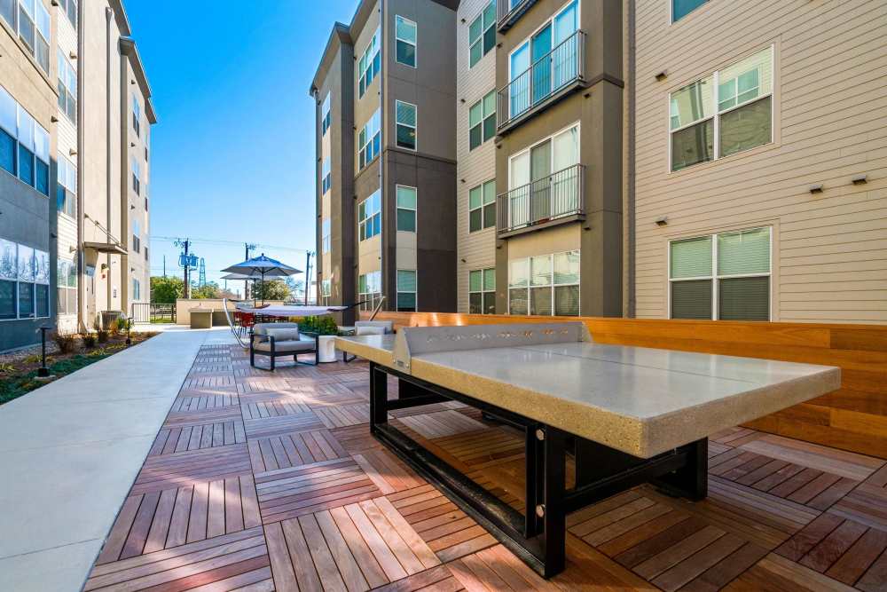 ping pong table outside at Belclaire in Dallas, Texas