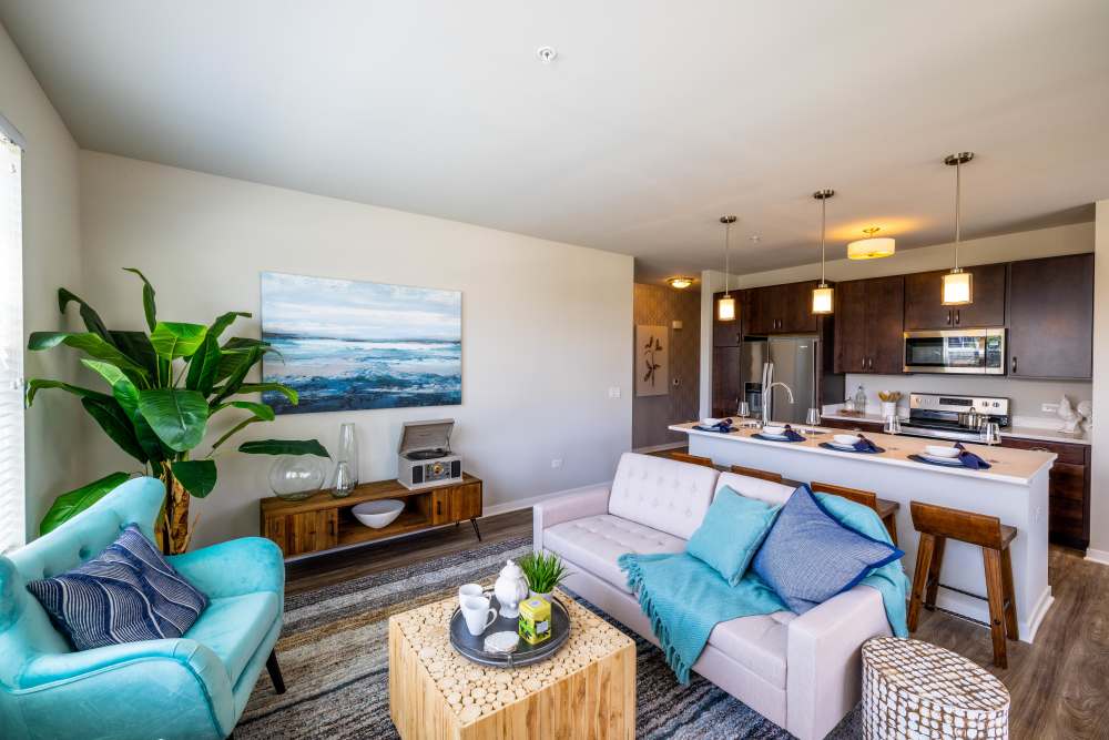 living room at The Bluffs in Romeoville, Illinois