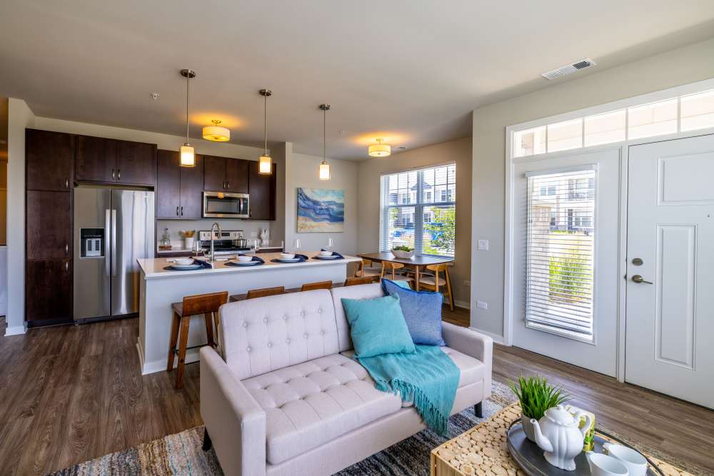 living room at The Bluffs in Romeoville, Illinois