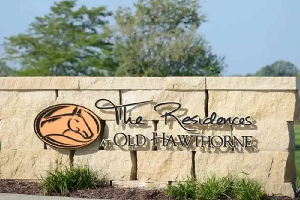 The Residences at Old Hawthorne sign at The Residences at Old Hawthorne in Columbia, Missouri