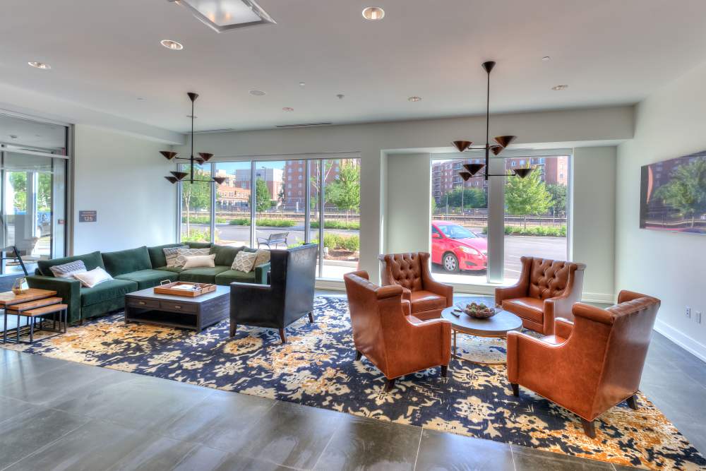 Lobby seating at Ellison in Des Plaines, Illinois