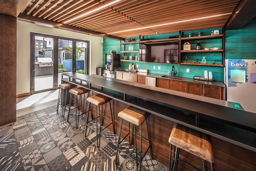 Bar seating at The Mark at Fishers District in Fishers, Indiana