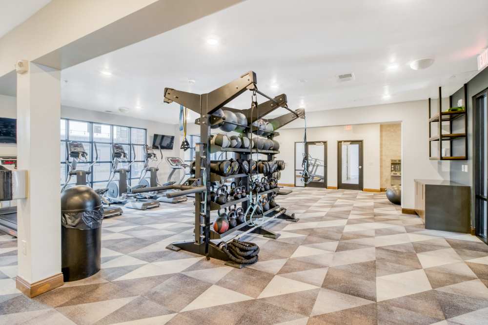 weight rack at The Mark at Fishers District in Fishers, Indiana