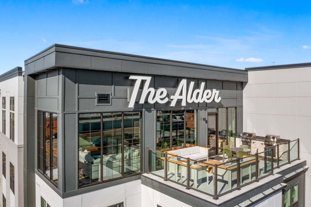 View of the sky lounge at The Alder on Dabney in Richmond, Virginia