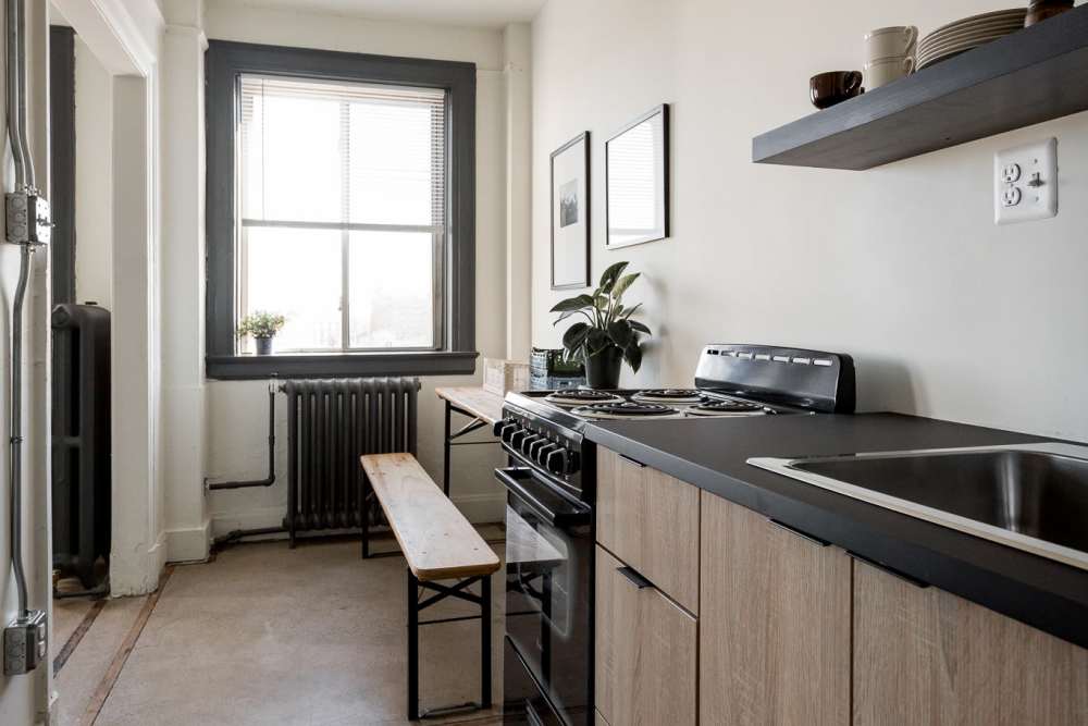 Kitchen at Detroit Living in Detroit, Michigan
